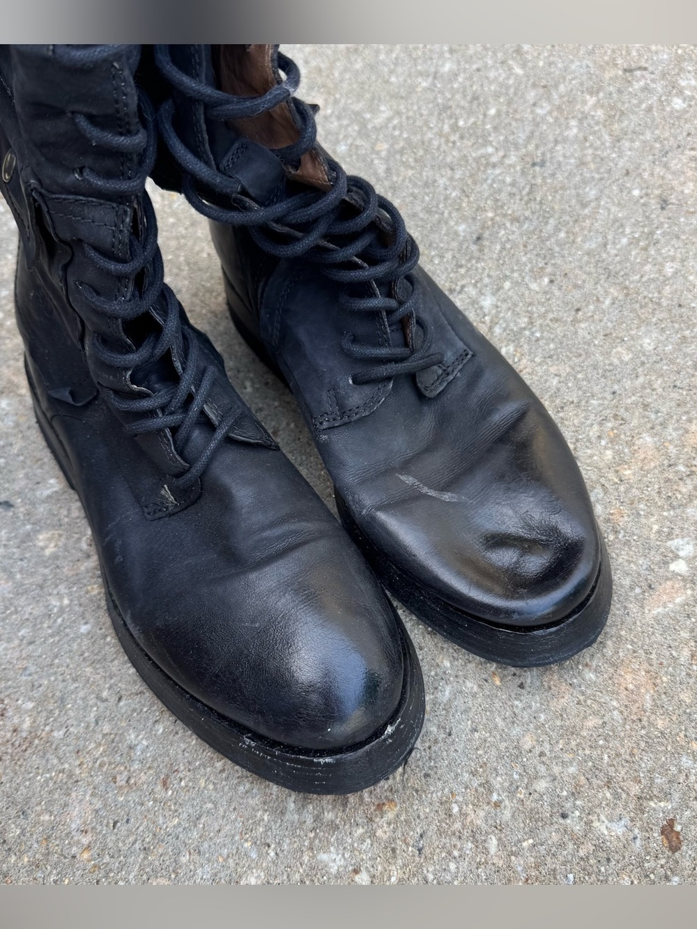A.S. 98 Black Leather Laced Tall Bolts Women’s Size 39 US 8.5 - 9 Zip Up Pocket - Picture 5 of 13